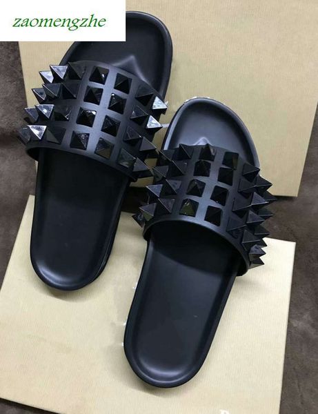 

donna flat shoes designer luxury red bottoms shoes men's rivet spikes flat slipperswith boxssales new, Black