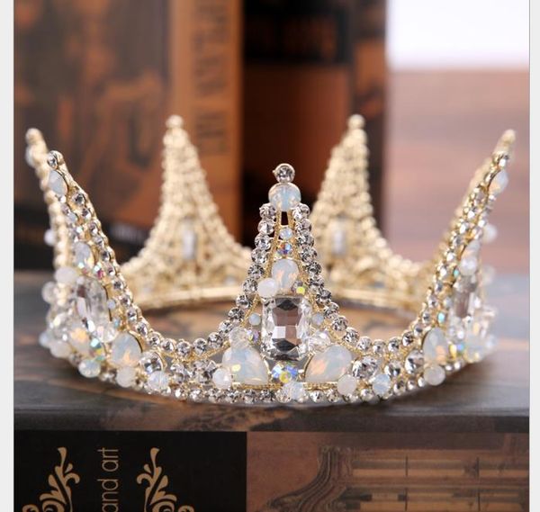 

new full crown dress accessories marriage diamond crown hoop, Slivery;golden