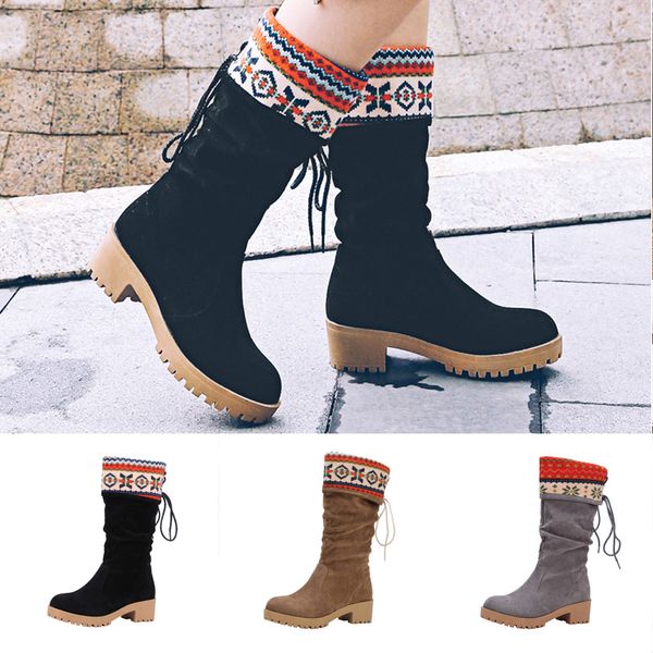 

black bota feminina inverno adulta com women's retro middle tube boots ranch lace-up short boots ladies' shoes booties #4gh
