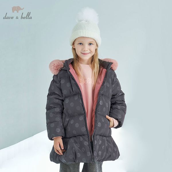 

dbk8308 dave bella winter baby girls down jacket children 90% down padded coat kids hooded outerwear with big fur, Blue;gray