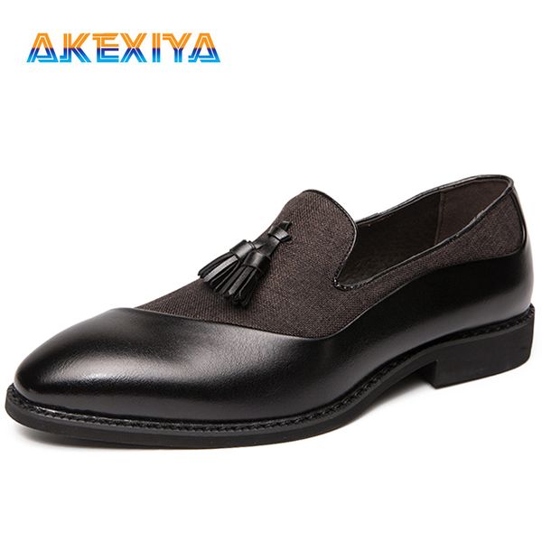 

2020 men's casual shoes high-quality leather men's shoes fashion breathable formal non-slip mens driving, Black