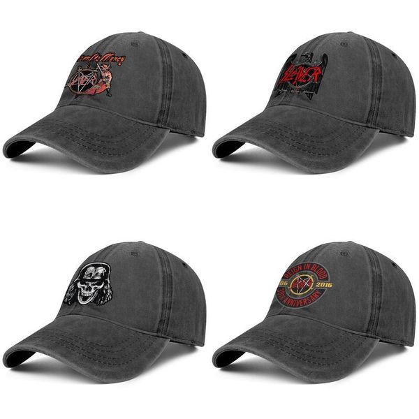 

slayer 30th mens and womens trucker denim cap cool designer custom originalcool vintage stylishcustom hats wehrmacht skull reign in no, Blue;gray