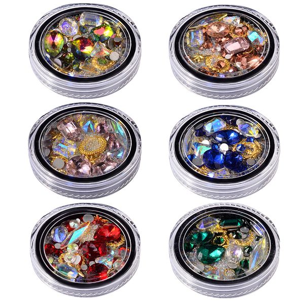 

fashion mixed colorful acrylic rhinestones alloy frame diy nails decor manicure 3d rhinestone nail art decoration nail gems, Silver;gold
