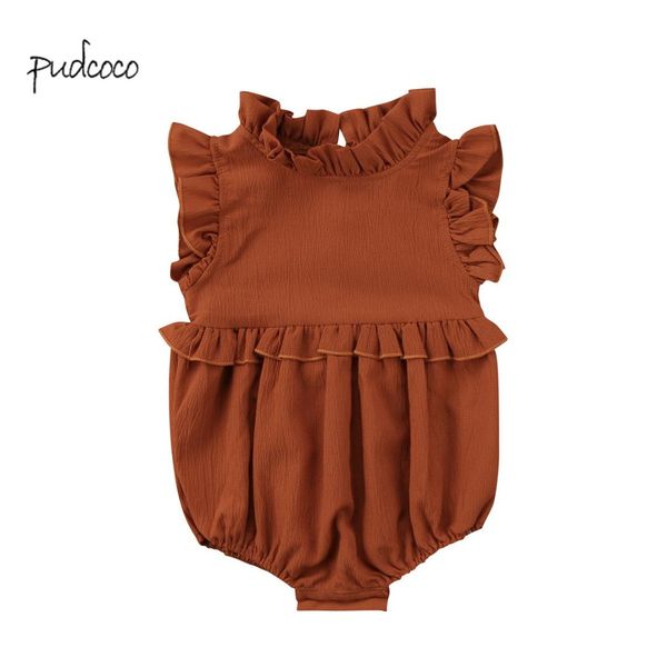 

pudcoco 2019 new brand newborn baby girl sleeveless bodysuit summer outfits, Blue