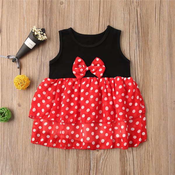 

2020 baby summer clothing infant newborn baby girl sleeveless polka dot dress outfits sunsuit summer set, Red;yellow