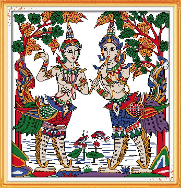 Tailândia dança home decor pinturas, Handmade Cross Stitch bordado Needlework conjuntos contados impressão sobre tela DMC 14CT / 11CT