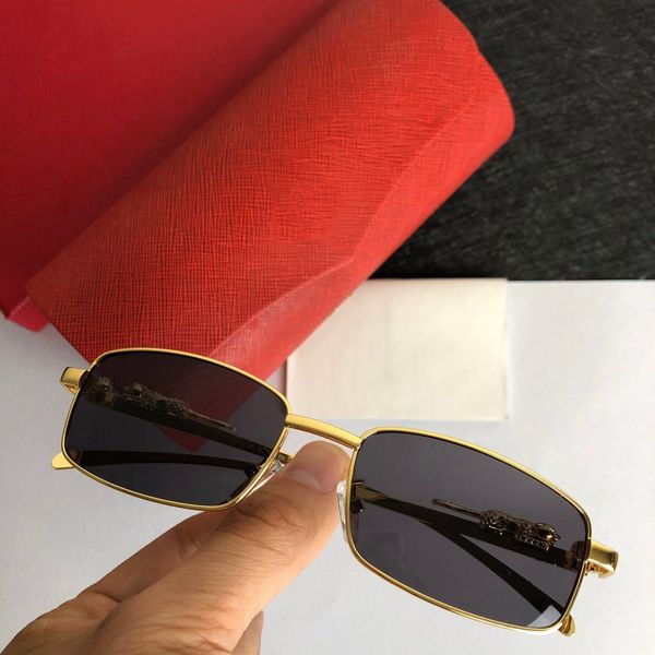 Hochwertige Luxus-Designer-Sonnenbrille für Herren, Santos, quadratische Platte, Metallkombination, Goldrahmen, Laser-Logo, UV400-Linse mit Box 61339992