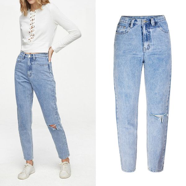 

fashion-new arrival women's luxury designer jeans women high waisted denim pants fashion stretch harem jeans, Blue