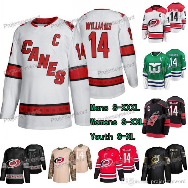 

#14 Justin Williams Jersey Carolina Hurricanes Golden Edition Whalers Night Camo Veterans Day Practice Black Breakaway Ice Hockey Jerseys