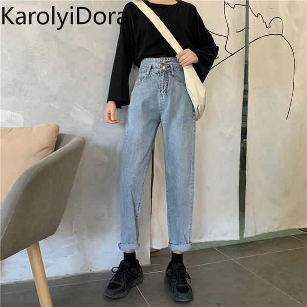 

2020 spring new high-waist wild slim straight jeans, Blue