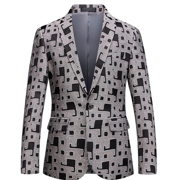 

floral printed men's suit jacket wedding dress party dress blazer masculin slim fit blazers casual male suit blazers coats, White;black