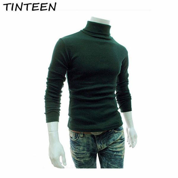 

tinteen 2018 winter толстые теплый свитер мужчин водолазку мужские свитера бренд slim fit пуловер мужчины трикотаж двойной воротник hxh94, White;black