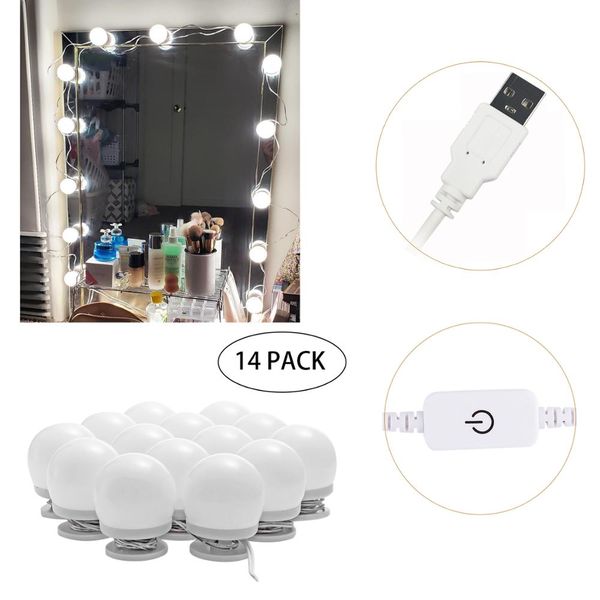 

hollywood mirror lights led adjustable bulbs kit vanity makeup for wall dresser bathroom with touch dimmer and 5v usb plug in, Slivery;brown
