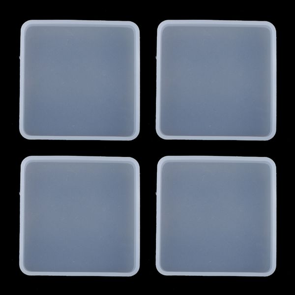

4x silicone mold square resin mould for diy coaster display pad 8cm
