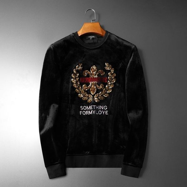 

2019 full casual mens толстовка моды блестки толстые кофты streetwear руно толстовки мужская одежда зимняя пот клобук homme, Black