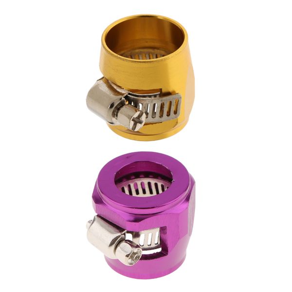 

2 pieces oil water diesel gas line tube clip an10 with screw band for car (gold+purple