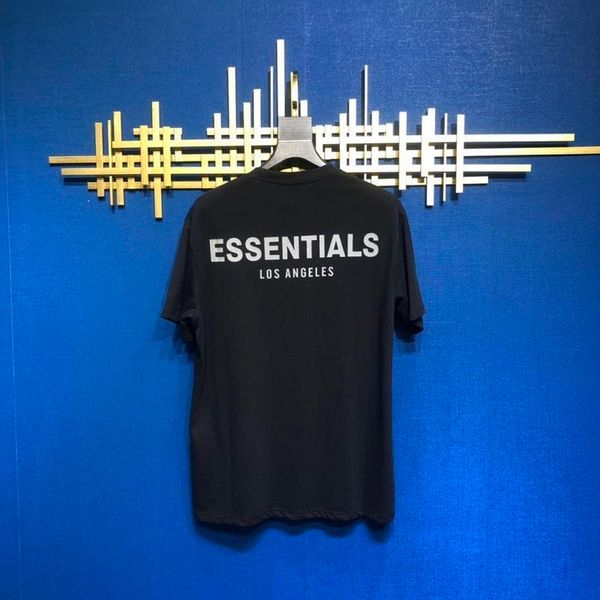 

20ss hip hop fear of god essentials los angeles 3m reflective tee skateboard cool tshirt fog la men women cotton short sleeve casual t shirt, White;black