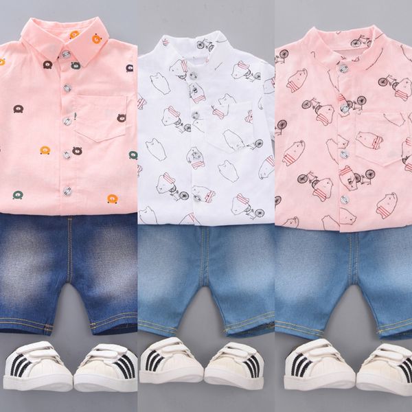 

2020 tong chen shan fashionable children cute cartoon bear shirt suit children's wear children's suit male