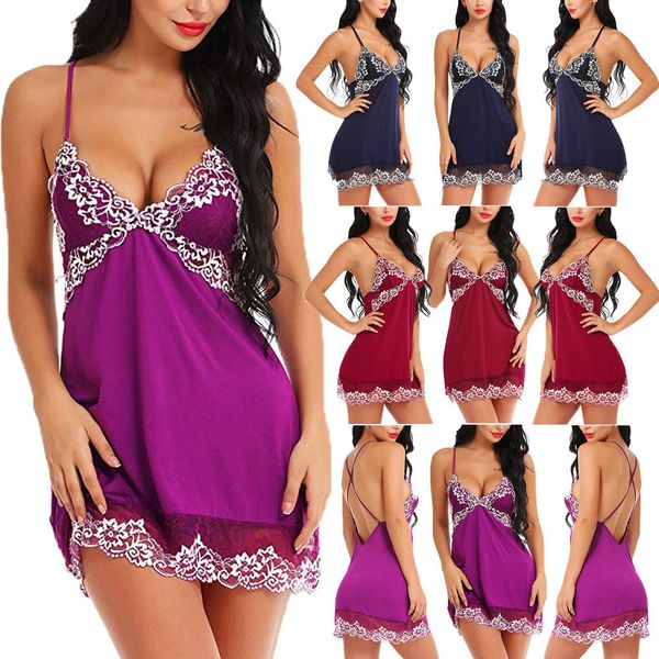 

women night dress silk satin pajama sleepwear long robes nightwear gown set #r45, Red;black