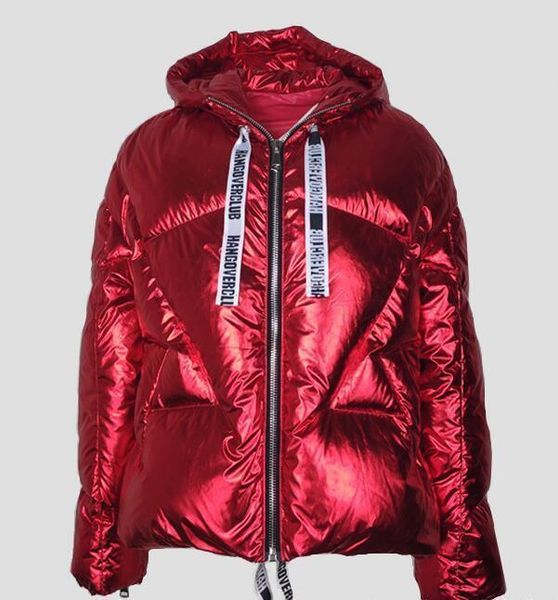 

fashion metallic red thick women down coats short style ladies down fill jackets with hooded, Black