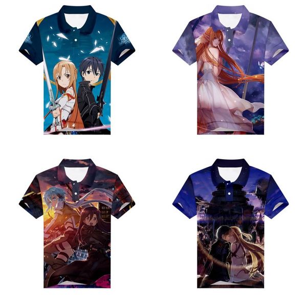 

anime sword art online sao shirt kazuto asuna 3d print men sport teenager golf shirt short sleeve summer tennis tees, White;black