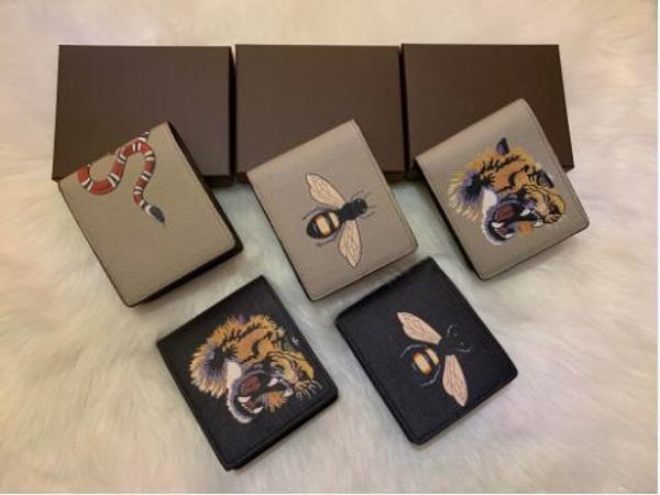 Designer da uomo Portafoglio corto animale in pelle serpente nero Tiger Bee Portafogli Porta carte da donna lungo stile di lusso Porta carte con confezione regalo Alta qualità