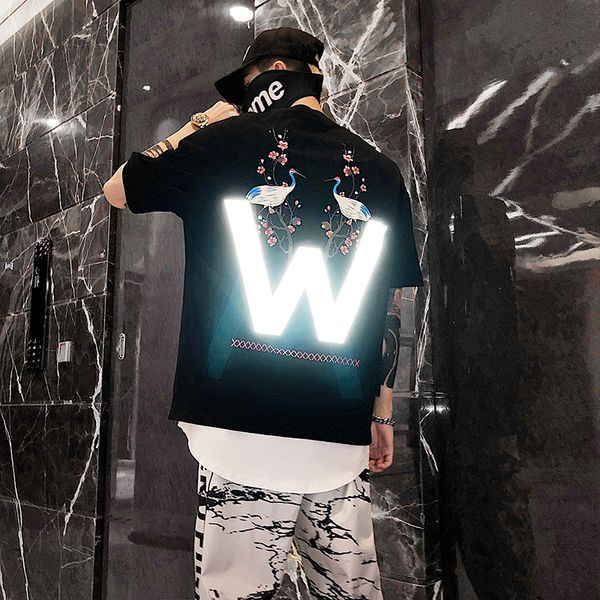 

t-shirt men women summer style 19ss 3m reflection t shirt tees w print t-shirt, White;black
