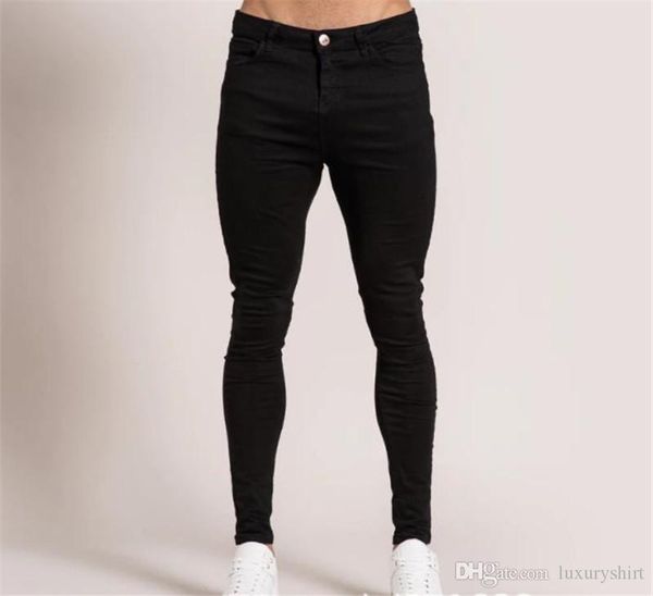 

slim mens designer jeans stretch washed holes long mens jeans spring denim casual male long trousers, Blue