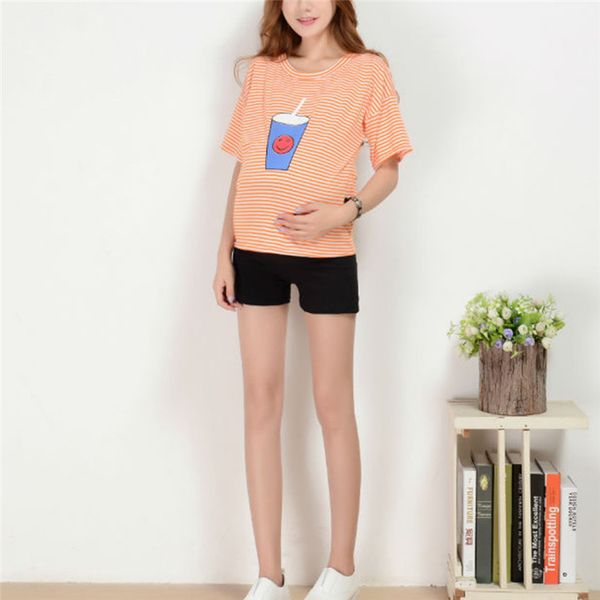

pure color maternity shorts pregnant pants casual loose fitting plus size clothing elastic waist casual pants female pants 4jj, Black