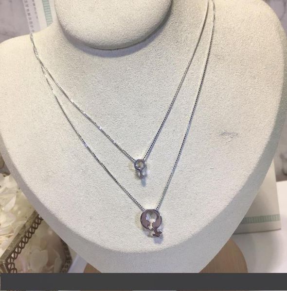 

классический дизайнер tif ювелирные изделия ожерелье высокое качество стерлингового серебра 925 пробы мужчины и женщины логотип два-в-одном, Silver