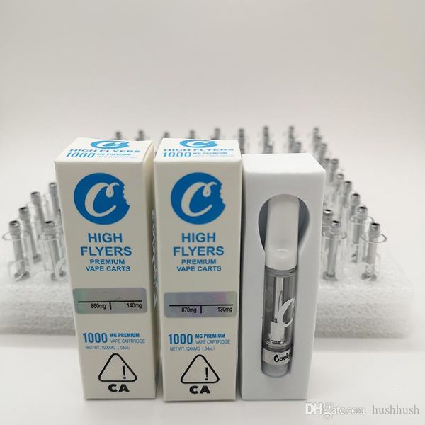 

Печенье Vape Патроны Упаковка High Flyers голограмма Нажмите Упаковка 0,8 мл 1мл Испаритель Пустой Ручка керамическая Толстые 2мм Масляные отверстия электронной сигареты