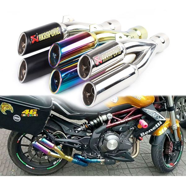 

51mm motorcycle exhaust pipe muffler akrapovic double row for z800 r1000rr nc700 r3 gw250 cbr300 rc390