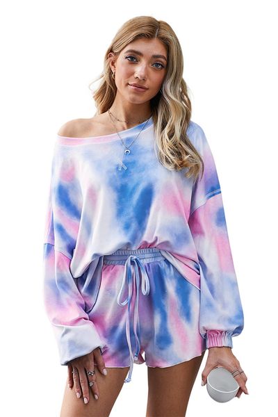 

dhl for pajamas tiedye for female crew neck tie dye pajama short sets washing tie dye shirts hyper crimson nice bwkf dqbjj, Blue;gray