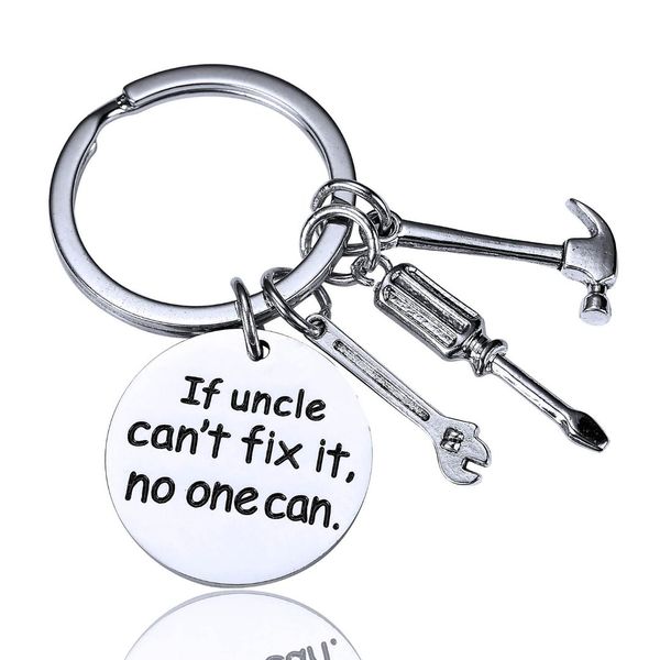 

12 pc wholesale if uncle can't fix it ,no one can hammer wrench screwdriver family working tools charm gifts stainless steel new, Silver