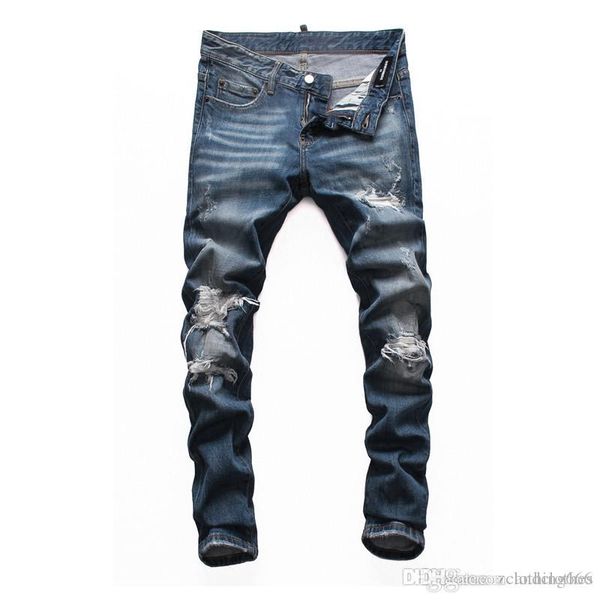 

2020 новые джинсы высокого качества роскоши mens бегуны мужчины дизайнер джинсы патч тонкий краска маленькие ноги локомотив фиолетовый мужск, Blue