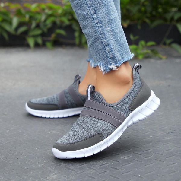 

2019 fashion women shoes flat platform casual ladies shoes mesh sneaker flat platform shoes women slip on big, Black
