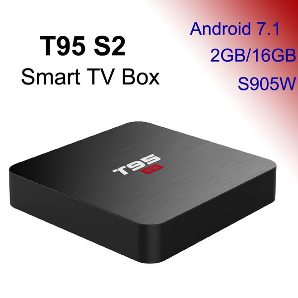 

T95 S2 Android TV Box 2G 16G Amlogic S905W Quad Core 3D 4K Потоковый Meida Player 2.4G Wi-Fi Android7.1 Смарт-боксы TVBox 1GB 8GB