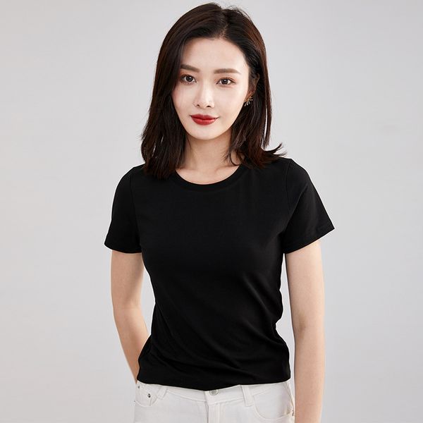 

korean new t-shirt women's short sleeve loose summer women's fashionable round neck and all kinds of solid color bottoming shirt, White