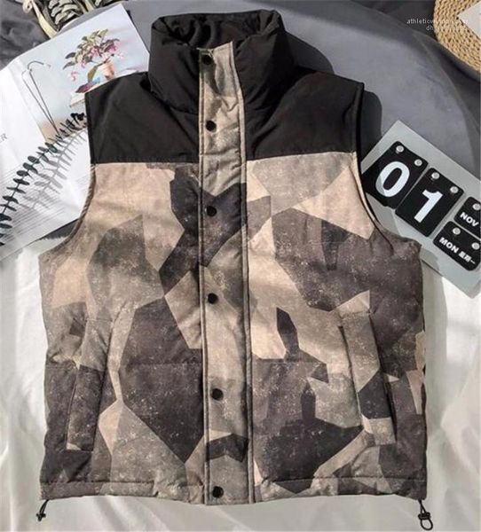 

warm thick mens zipper vests casual pockets panelled males clothing panelled print mens designer vests fashion, Black;white
