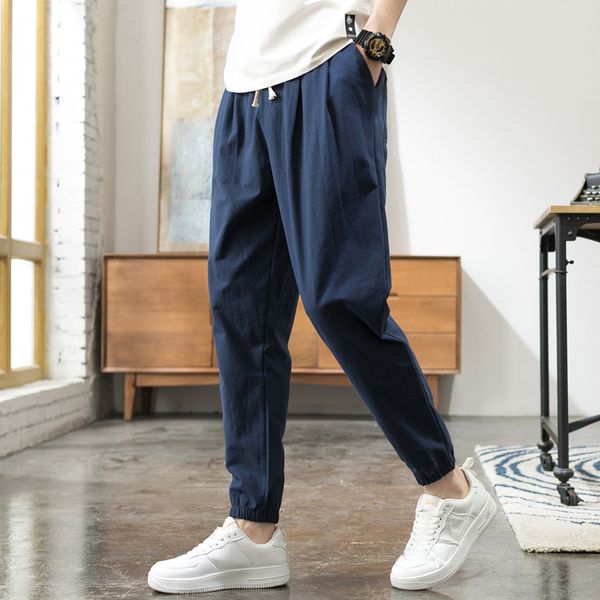 

хлопчатобумажное белье повседневные шаровары мужчины бегуны мужские летние брюки мужской хип-хоп мешковатые спортивные брюки 2020 pantalon, Black