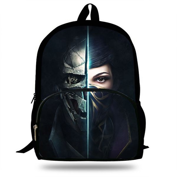 

16 inch girls dishonored backpack set for children game printing school bags for teenage boys daily bookbag