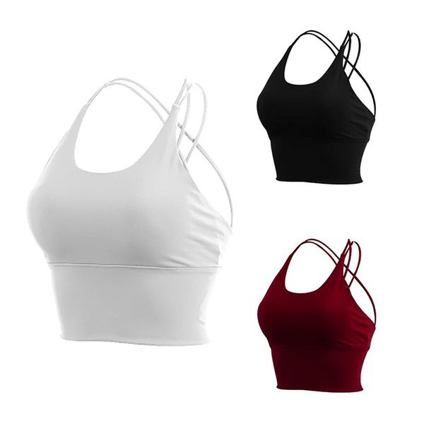 

women yoga bra padded sports bra shake-proof running workout gym fitness shirt vest lady sportswear sports top, White;black