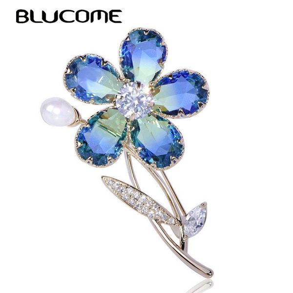 

оптовые престижное завод брошь цветок циркон copper pearl кристалл ювелирные изделия девушки женщин одежда свадебные elegant pin аксессуары, Gray