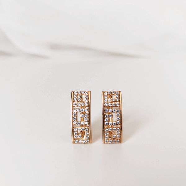 

earrings color 585 rose gold zircon inlaid wedding jewelry anniversary gift fashion exquisite shiny classic small earrings, Silver