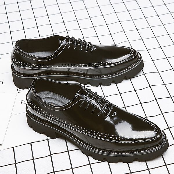 

new arival enaland style brogue palodge leather shoes for men balck color dress shoes for youth size 38-44, Black