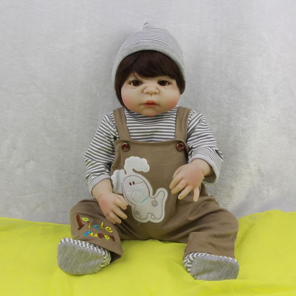 

striped tee suspender pants set outfits for 22-23inch reborn baby girl doll