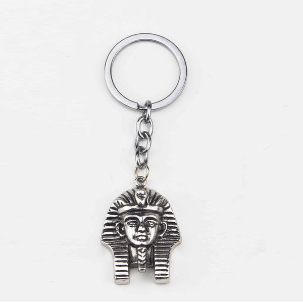 

selling pharaoh mask style metal key chain car accessories backpack pendant totem send friends creative personality small gift wholesale, Silver