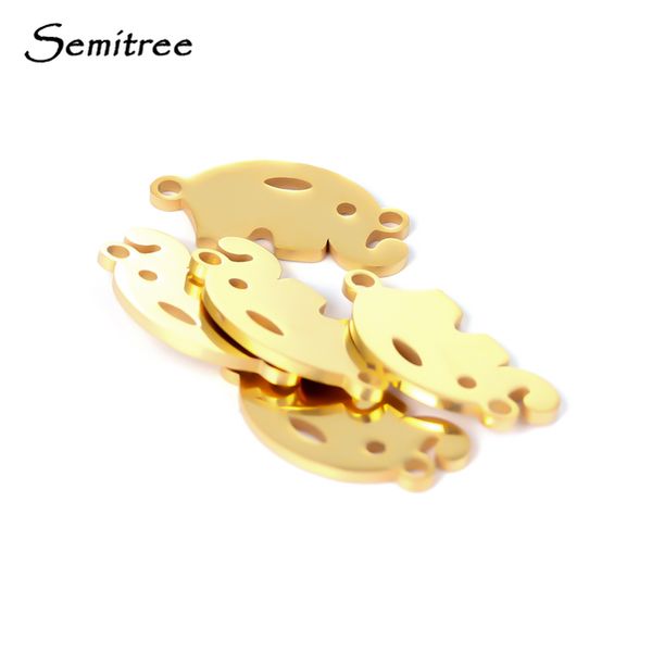 

semitree 5pcs stainless steel cute elephant animal charms bracelet connector necklace pendants jewelry making handmade crafts, Bronze;silver