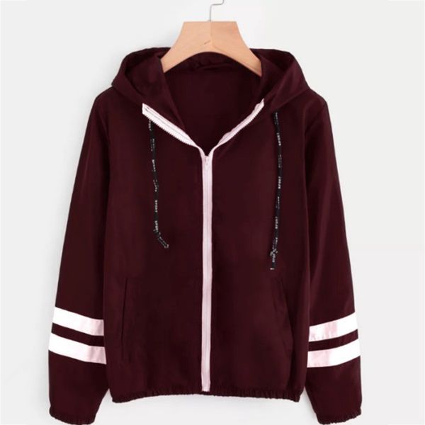 

2019 New Fashion Women Jackets Windbreaker Zipper Hoodies Solid Thin Coat Casual Outerwear Street Spring Sports Jackets Women's Clotihing
