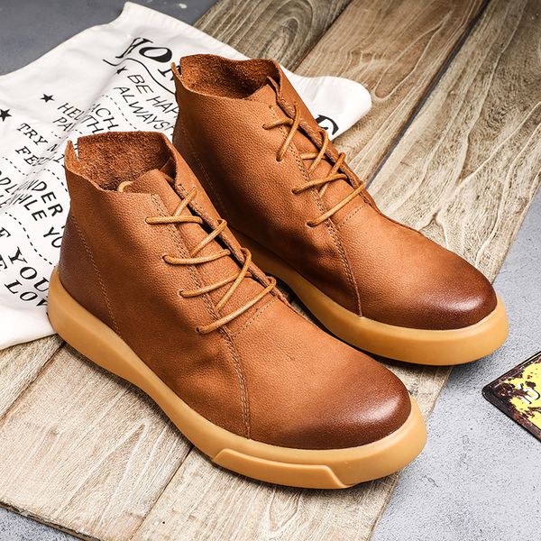 

2019 winter leather men boots with fur warm snow boots men winter work shoes footwear rubber ankle shoes hx-105, Black